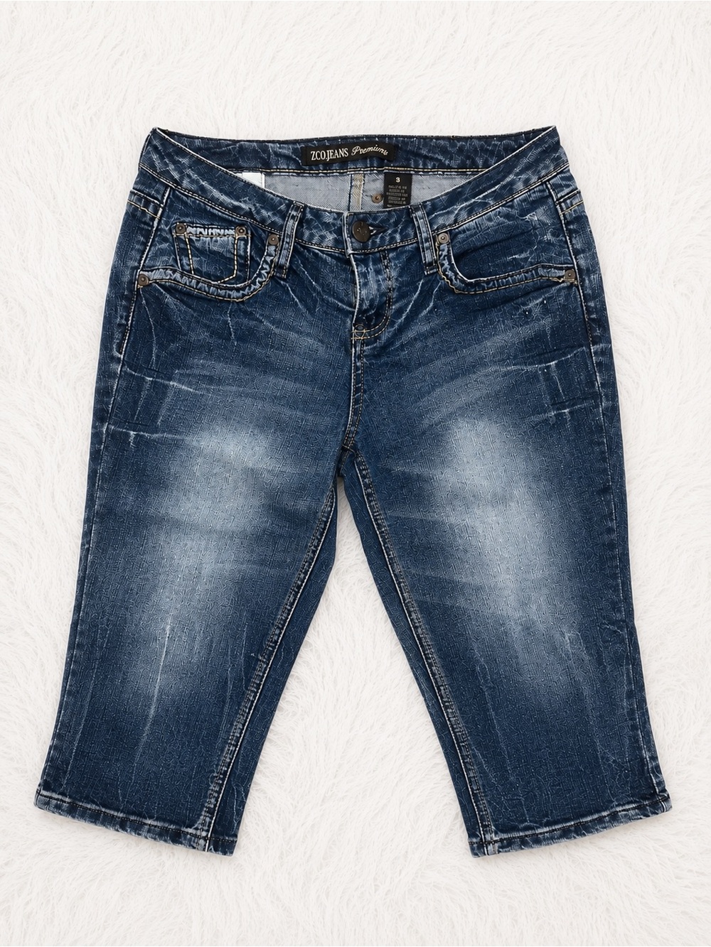 ZCO Jeans Premium Juniors Size 9 Denim Capri Jeans | Y2K Dark Wash Stretch Crop